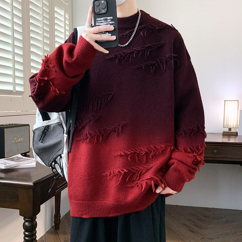 Distressed Gradient Oversized Sweater