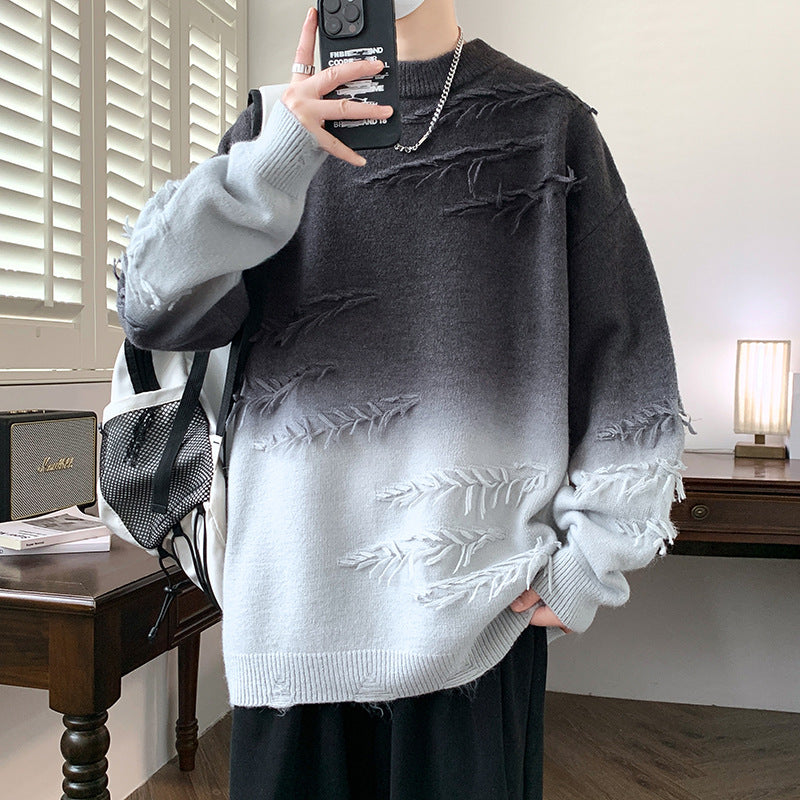 Distressed Gradient Oversized Sweater