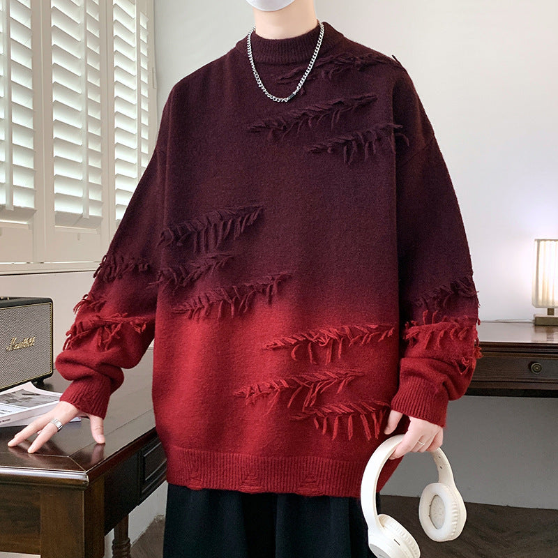Distressed Gradient Oversized Sweater