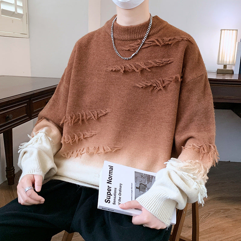 Distressed Gradient Oversized Sweater