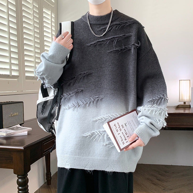 Distressed Gradient Oversized Sweater