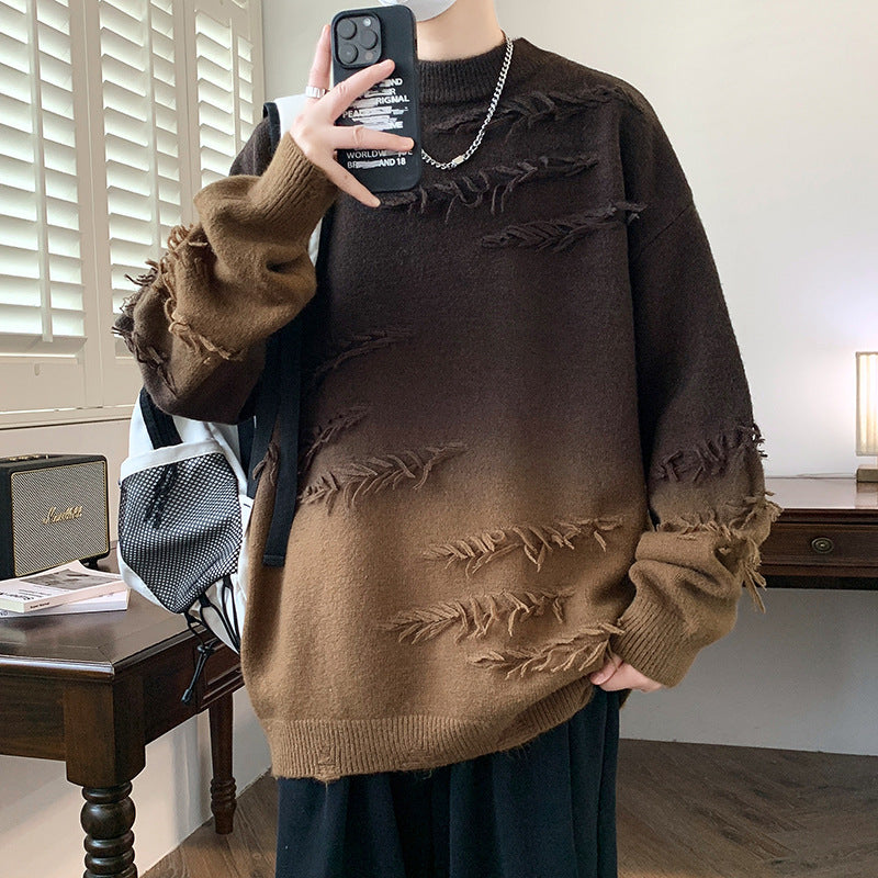 Distressed Gradient Oversized Sweater