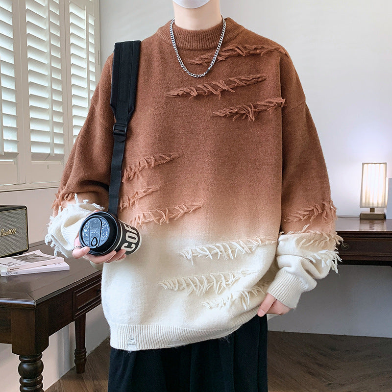 Distressed Gradient Oversized Sweater