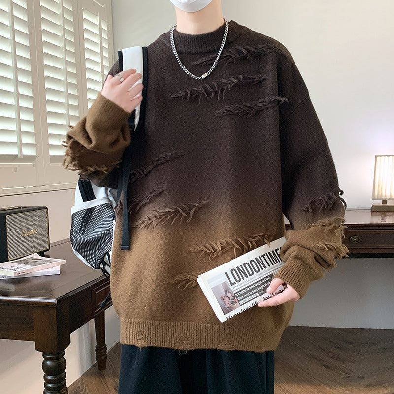 Distressed Gradient Oversized Sweater