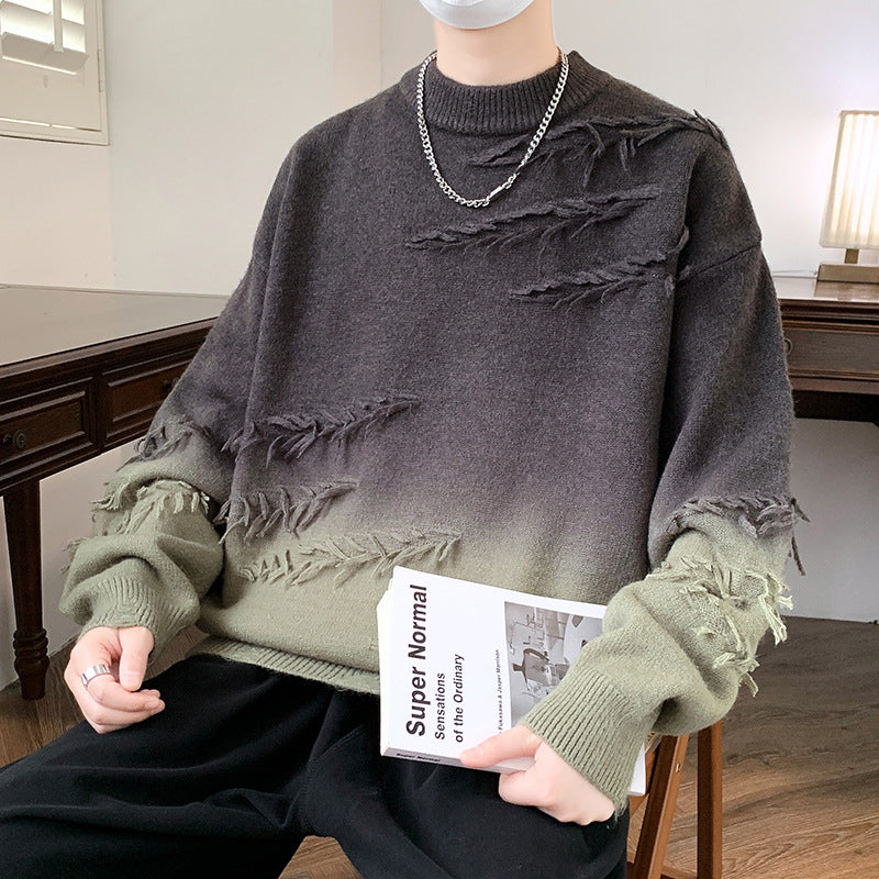 Distressed Gradient Oversized Sweater