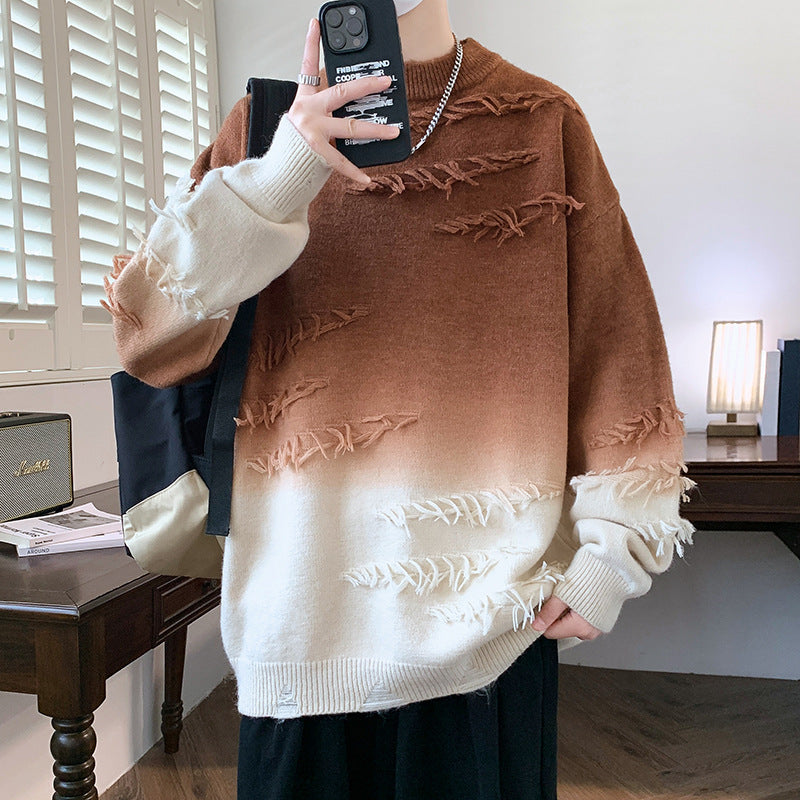 Distressed Gradient Oversized Sweater