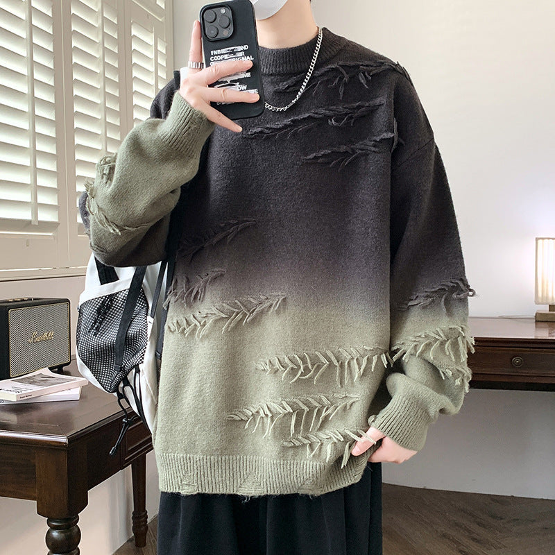 Distressed Gradient Oversized Sweater
