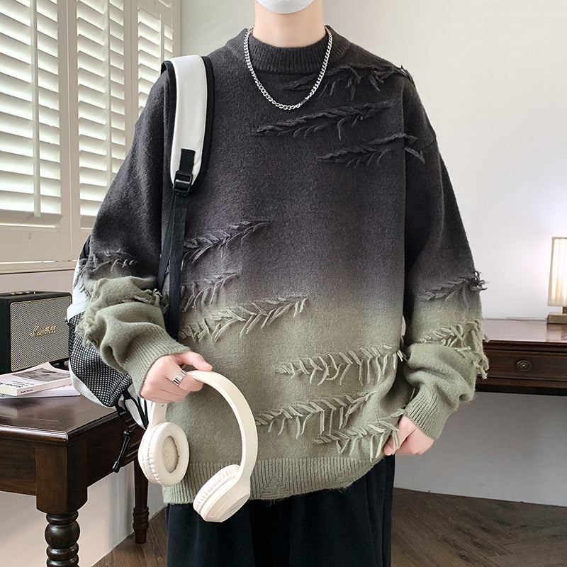 Distressed Gradient Oversized Sweater