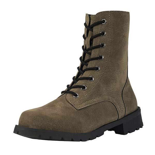 Fur-Lined Lace-Up Combat Boots