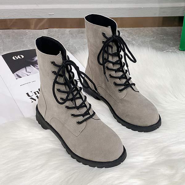 Fur-Lined Lace-Up Combat Boots