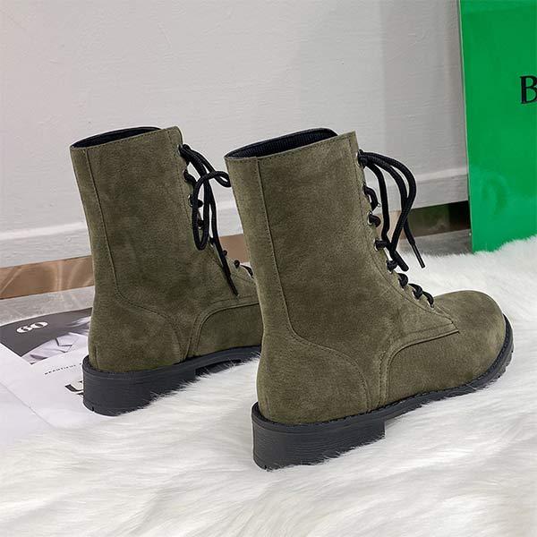 Fur-Lined Lace-Up Combat Boots