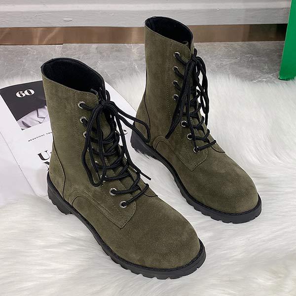 Fur-Lined Lace-Up Combat Boots