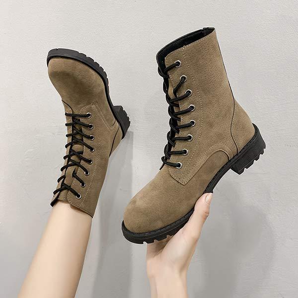 Fur-Lined Lace-Up Combat Boots