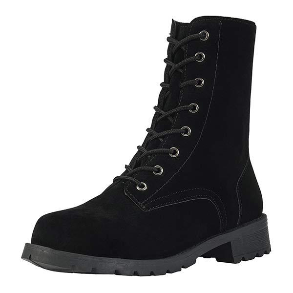 Fur-Lined Lace-Up Combat Boots