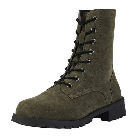 Fur-Lined Lace-Up Combat Boots